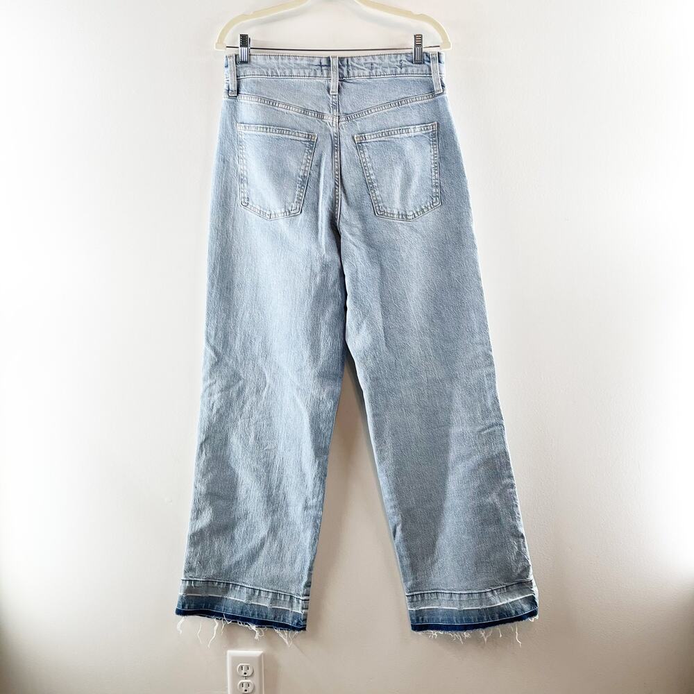 Universal Thread High Rise Wide Leg Released Raw Hem Jeans Blue 10 - Picture 3 of 4